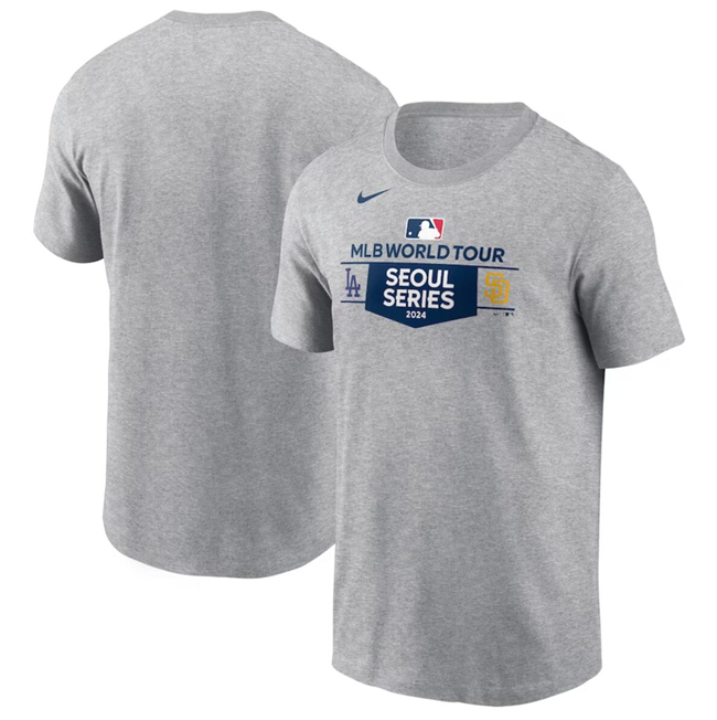 Men's Los Angeles Dodgers vs. San Diego Padres 2024 World Tour Seoul Series Nike Heather Gray Matchup T-Shirt